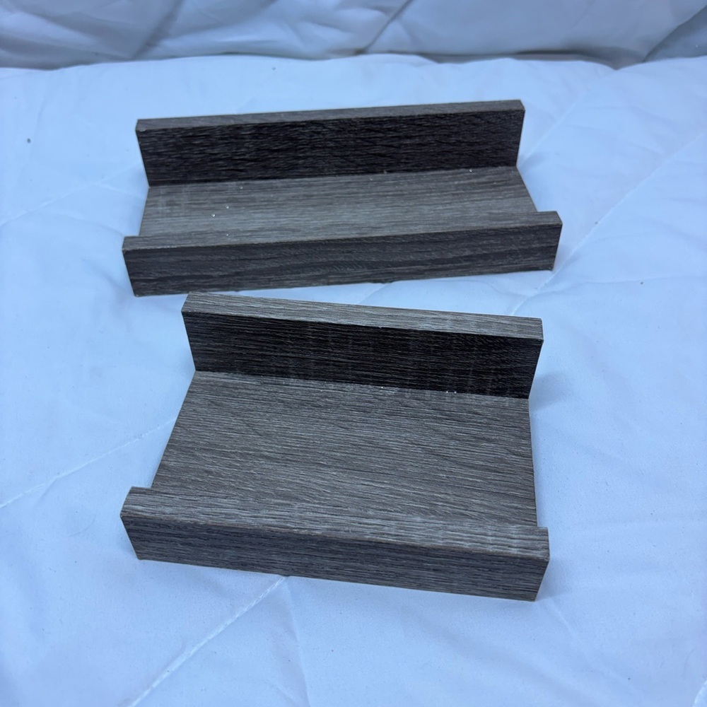 Set of 2 Gray Wooden Wall Display Stands - shelves for displaying decor